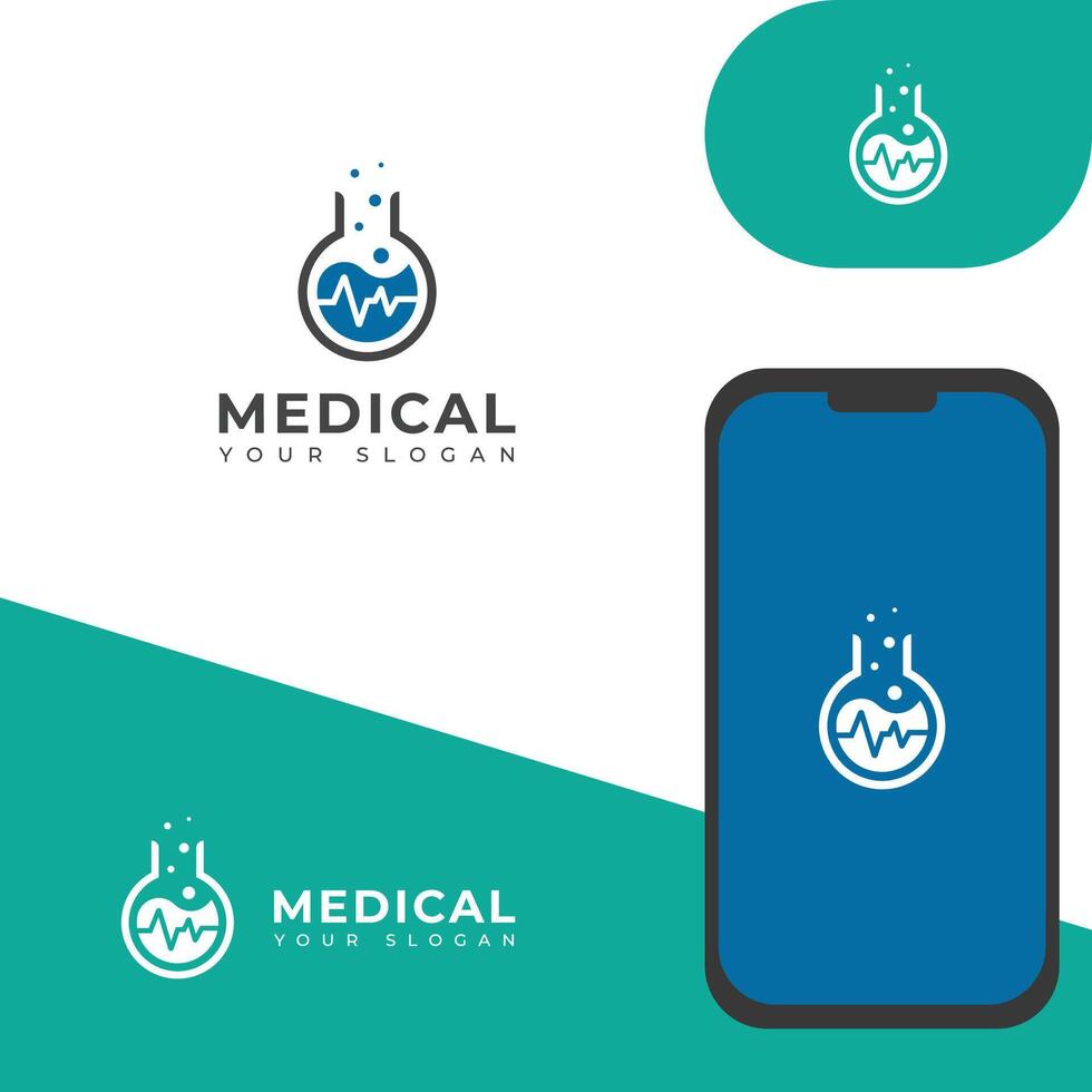 Creative Medical laboratory science logo design vector