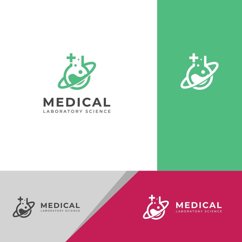 Creative Medical laboratory science logo design vector