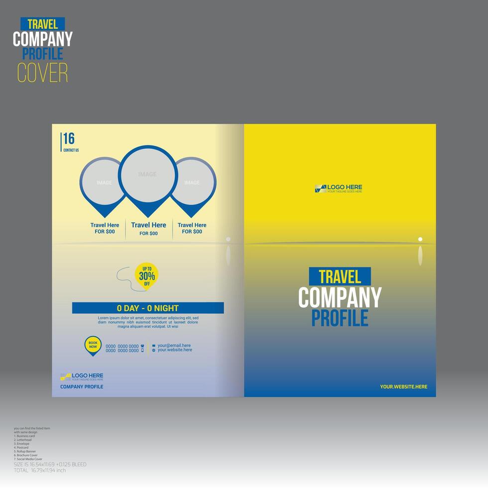 brochure cover for travel company use vector