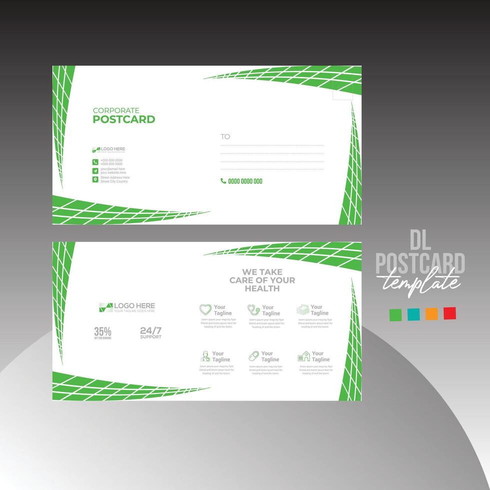 diseño de postal de vector de color verde