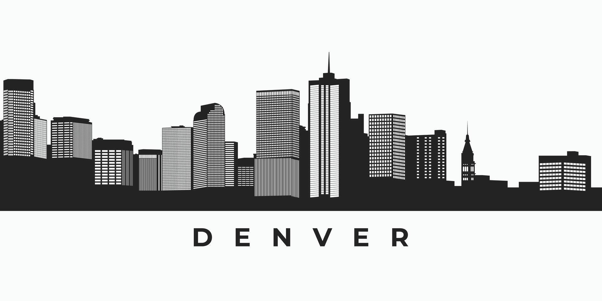 denver ciudad horizonte silueta ilustración en vector