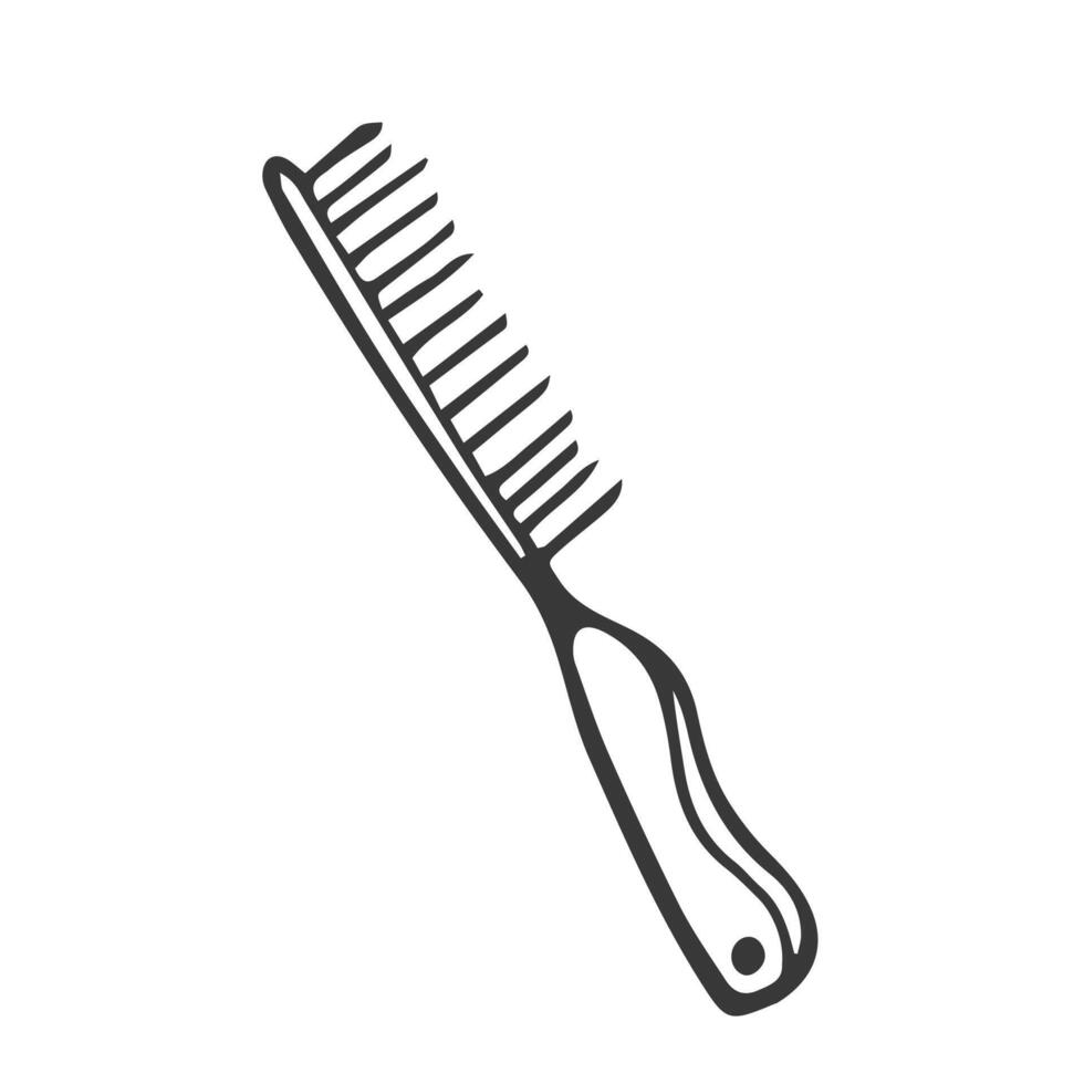Simple outline doodle hair comb icon isolated on white background. vector