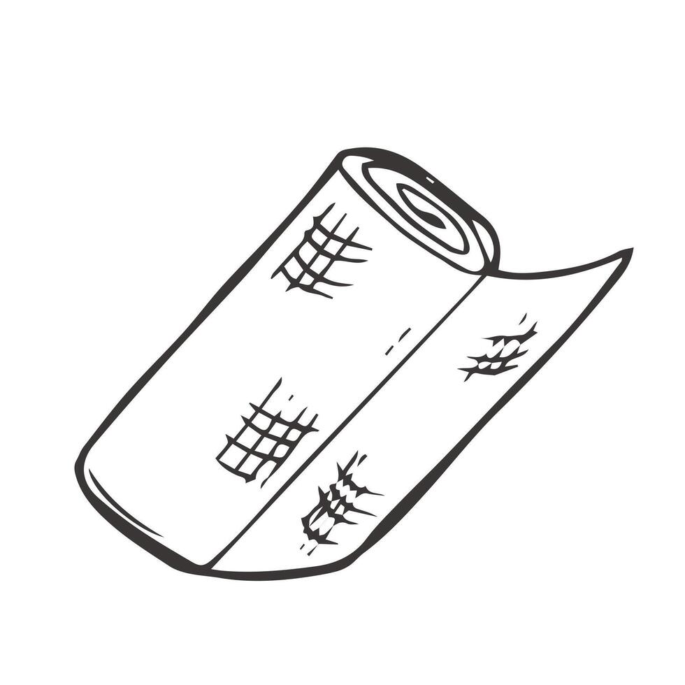Doodle medical bandage vector sketch