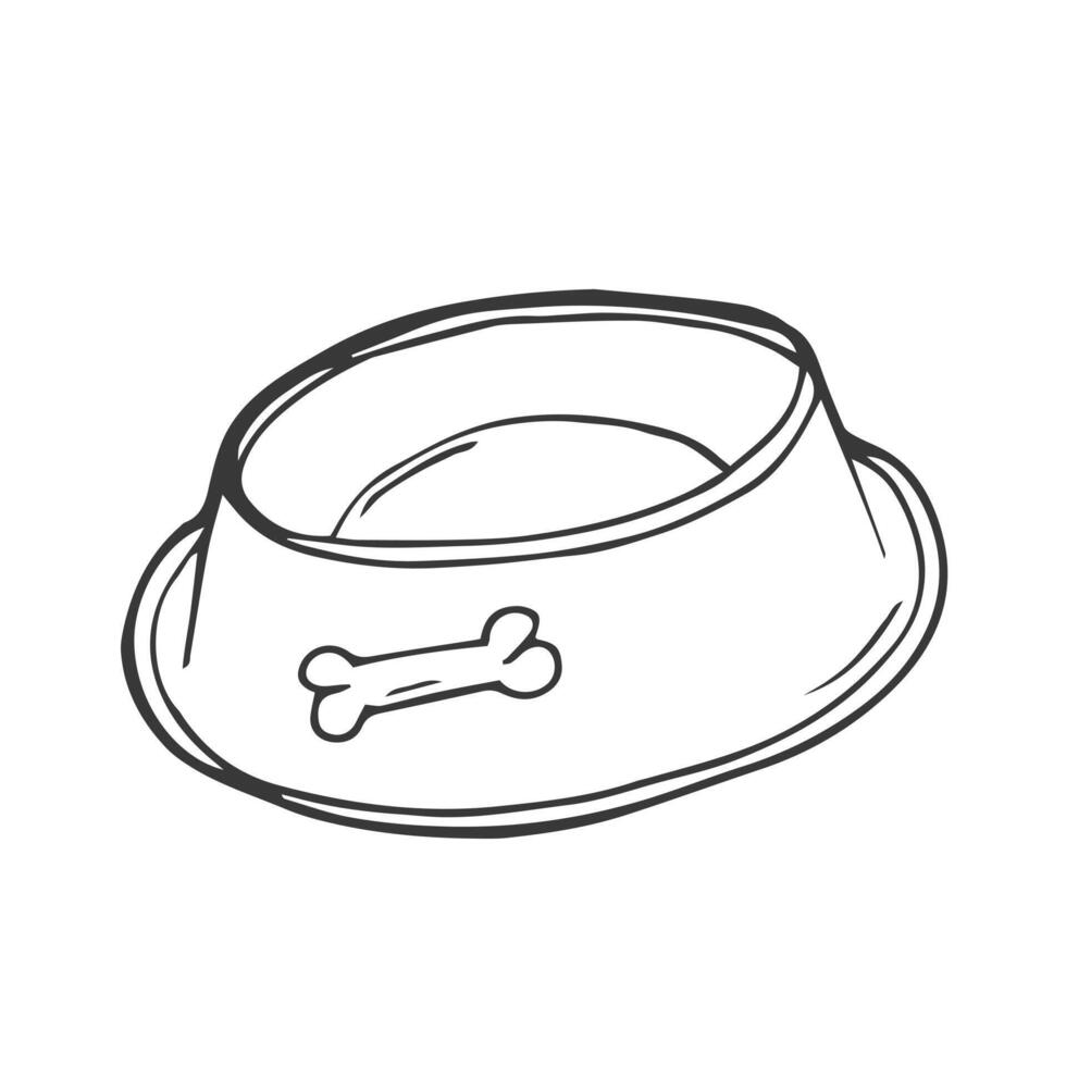 Dog bowl icon. A bowl of bones for a dog. animal feed in a bowl. Vector set.