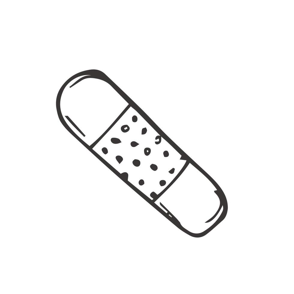 Adhesive plaster hand drawn outline doodle icon. Adhesive bandage as medical first aid concept vector sketch illustration for print, web, mobile and infographics isolated on white background.