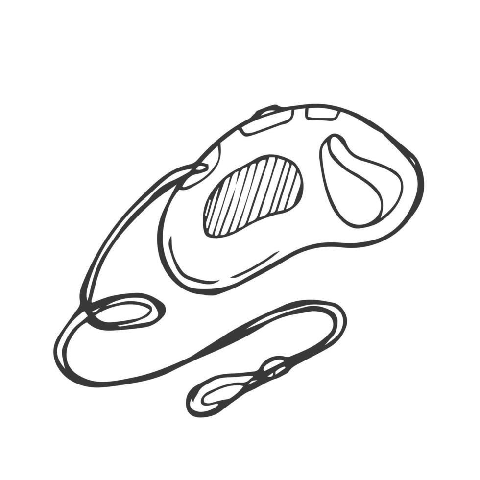 Doodle dog leash line sketch in vector