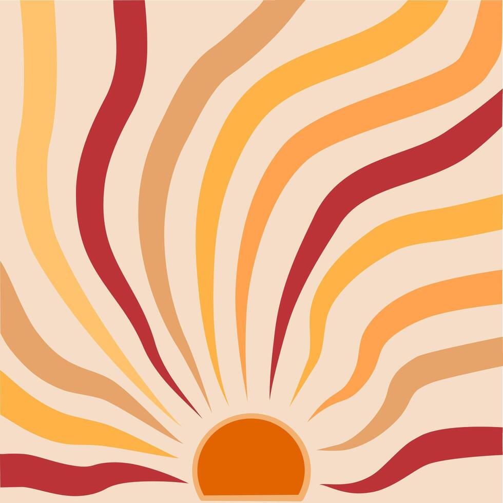 Retro Sun Ocean waves banner background suitable for Wallpaper, Fabric, Textile Design, Bed Sheet, Sofa Pillow Pattern, Stationery, Wrapping paper, bag, tote bag, wall decor prints vector