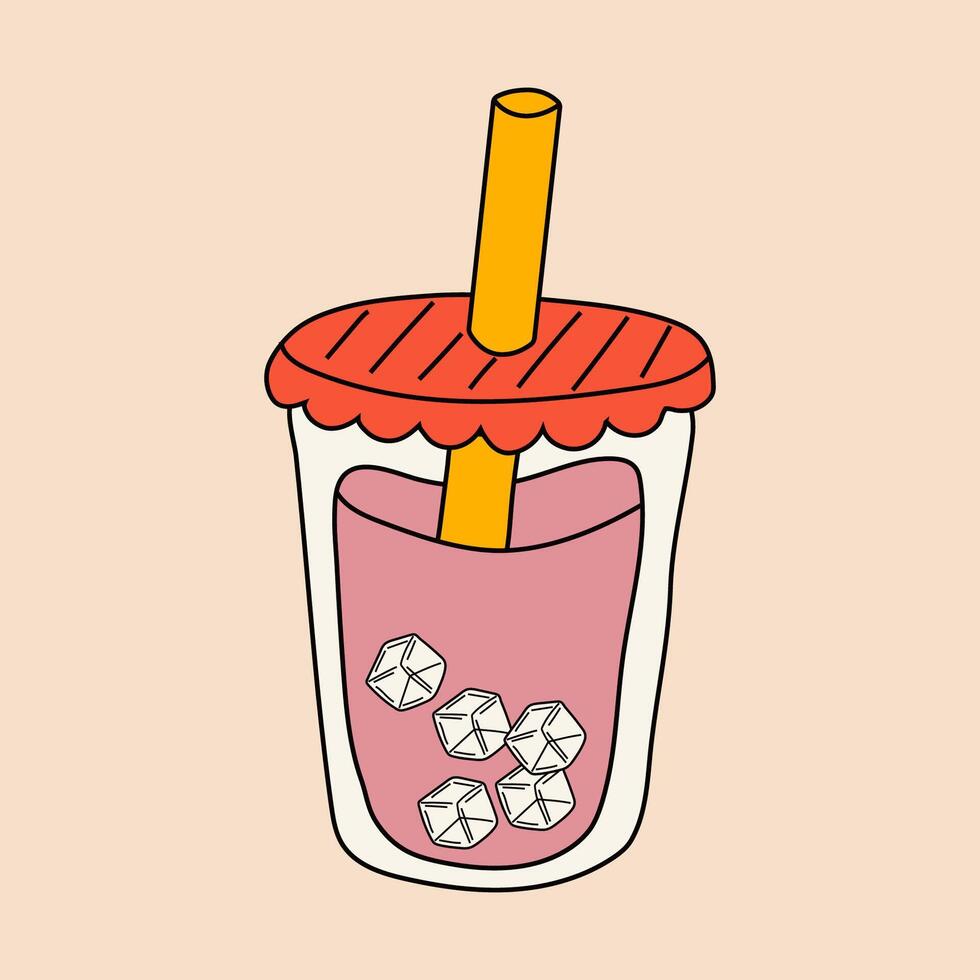 A summer cocktail in cartoon style. Flat vector illustration isolated on a light background