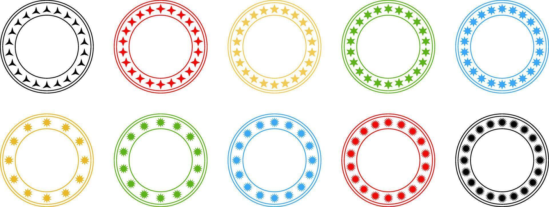 star circle frame icon set. vector label, sticker, stamp. simple and isolated design