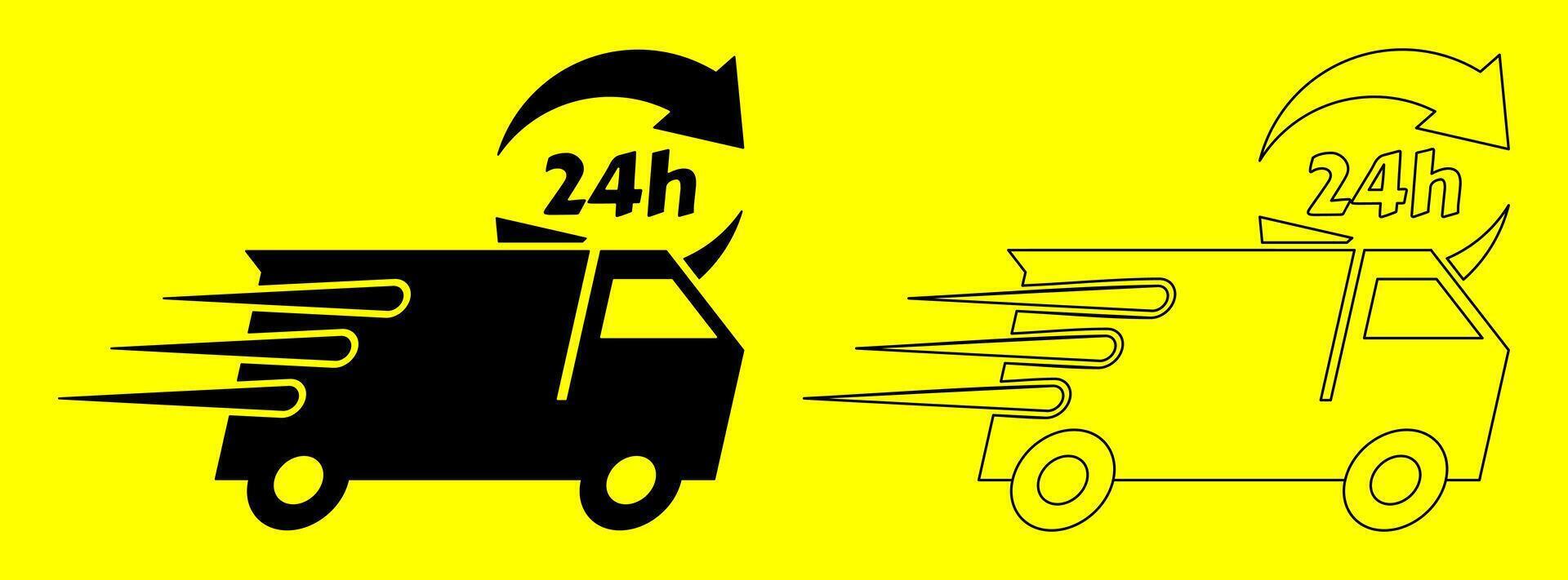 24 hour delivery truck vector illustration. fast delivery service symbol. simple and modern vector. design can be edited