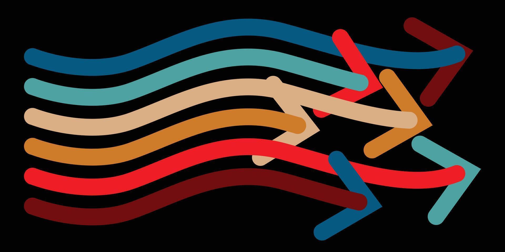 Multi color arrow stripe curve wave fluid vector for background design.