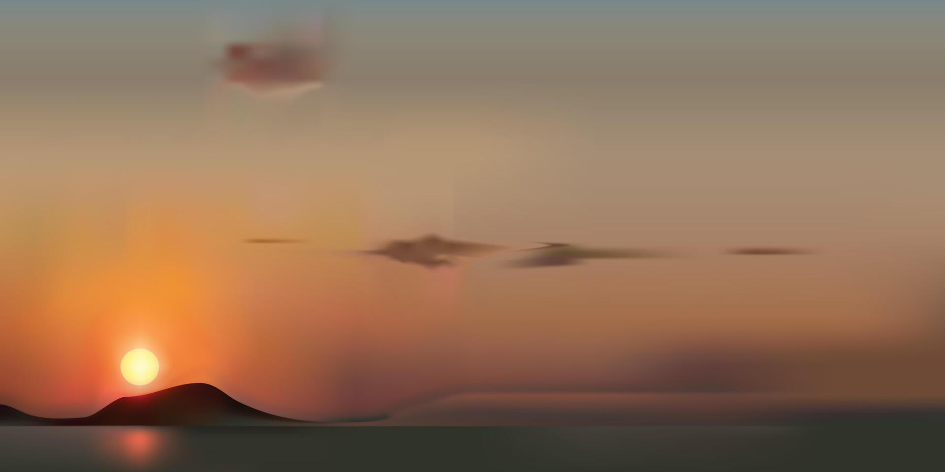 Sunset sunburst vector for design element.