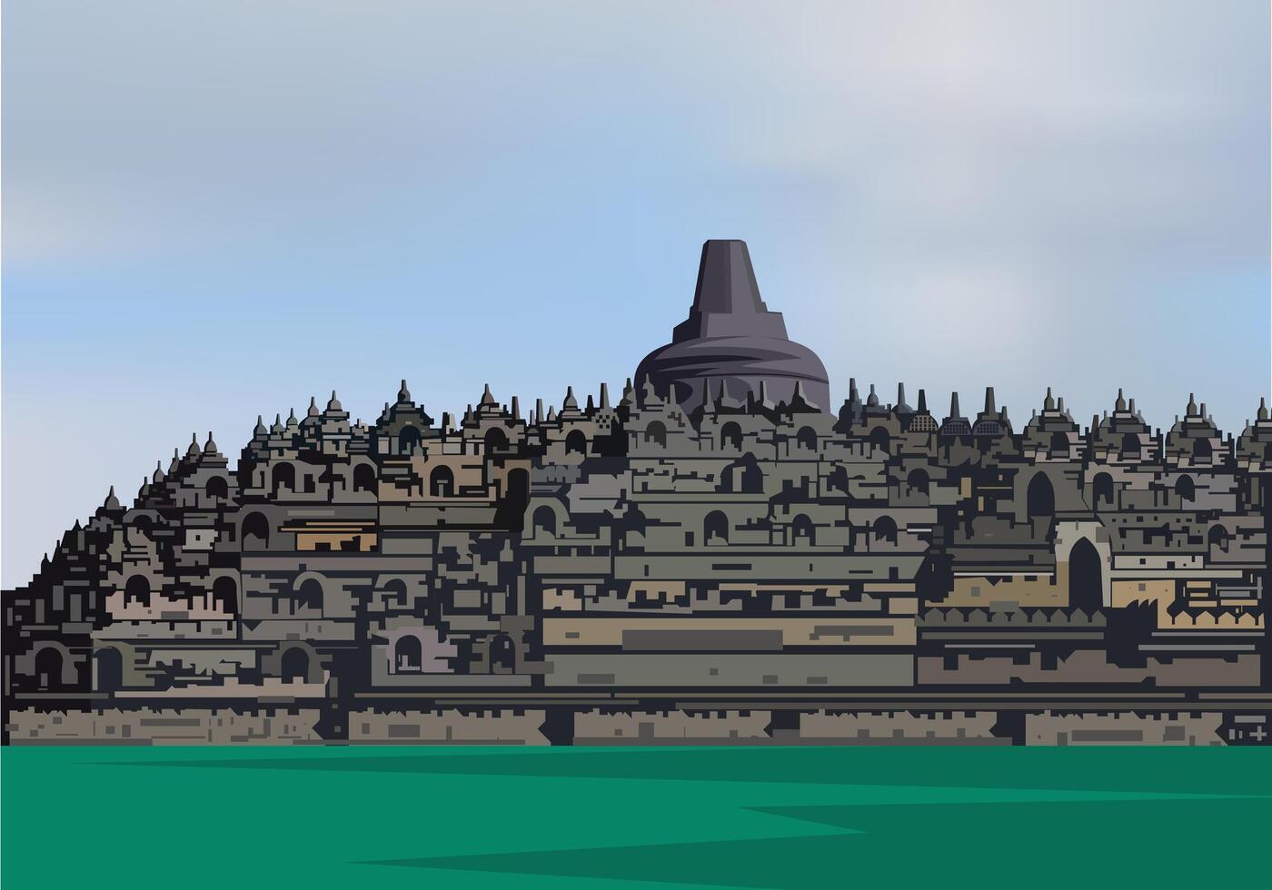 Borobudur temple famous world heritage vector for background design.