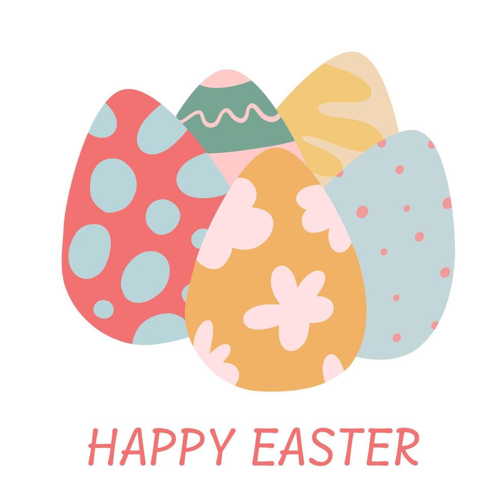 Easter banner with flat design coloured eggs vector