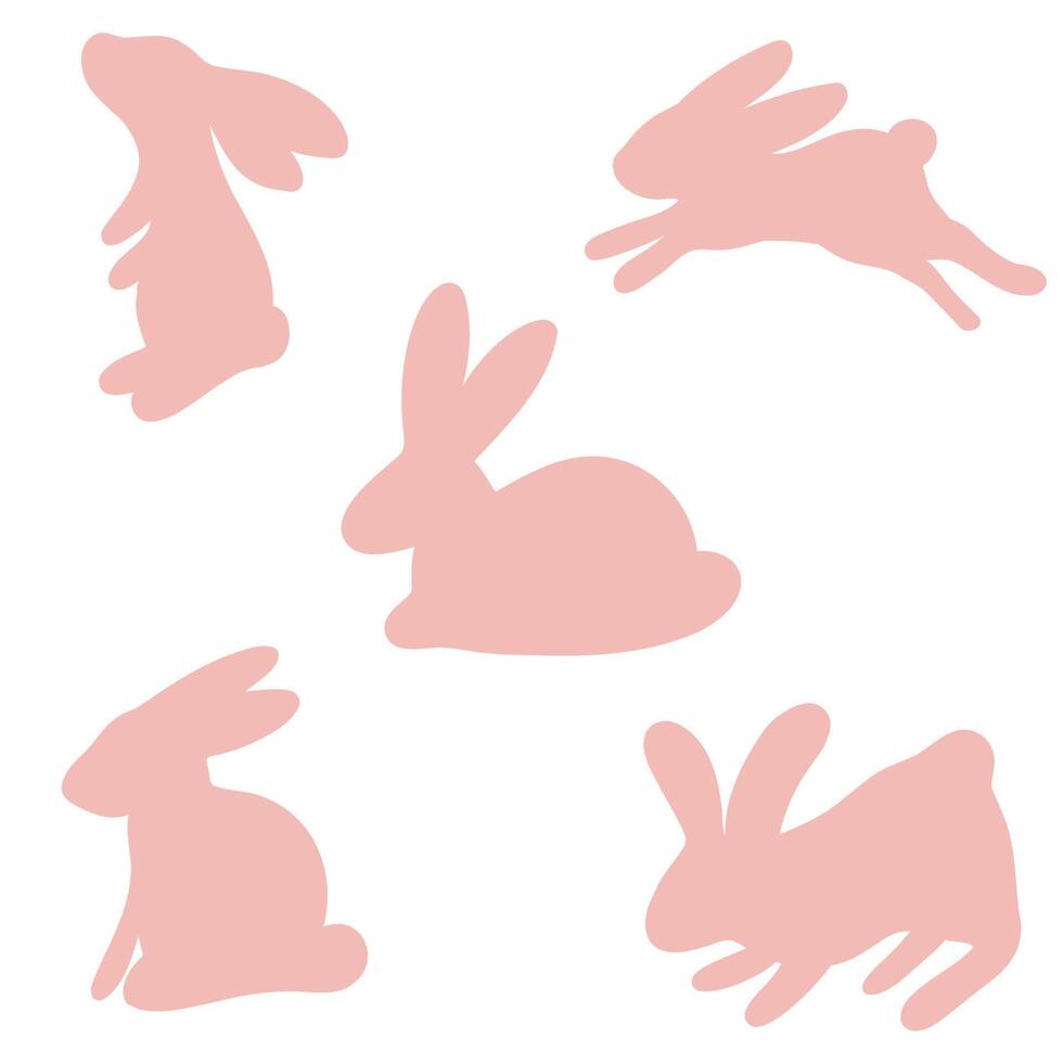Bunnies set flat design rabbits springtime vector