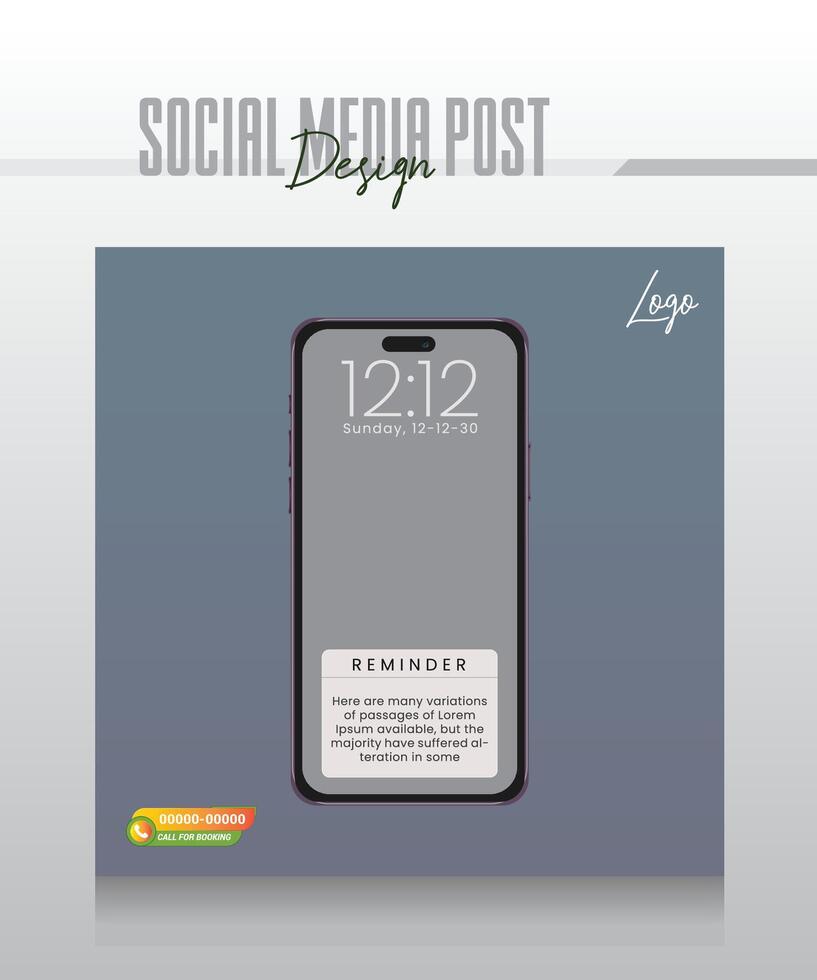 Reminder Notification Pop Up Template Social Media vector