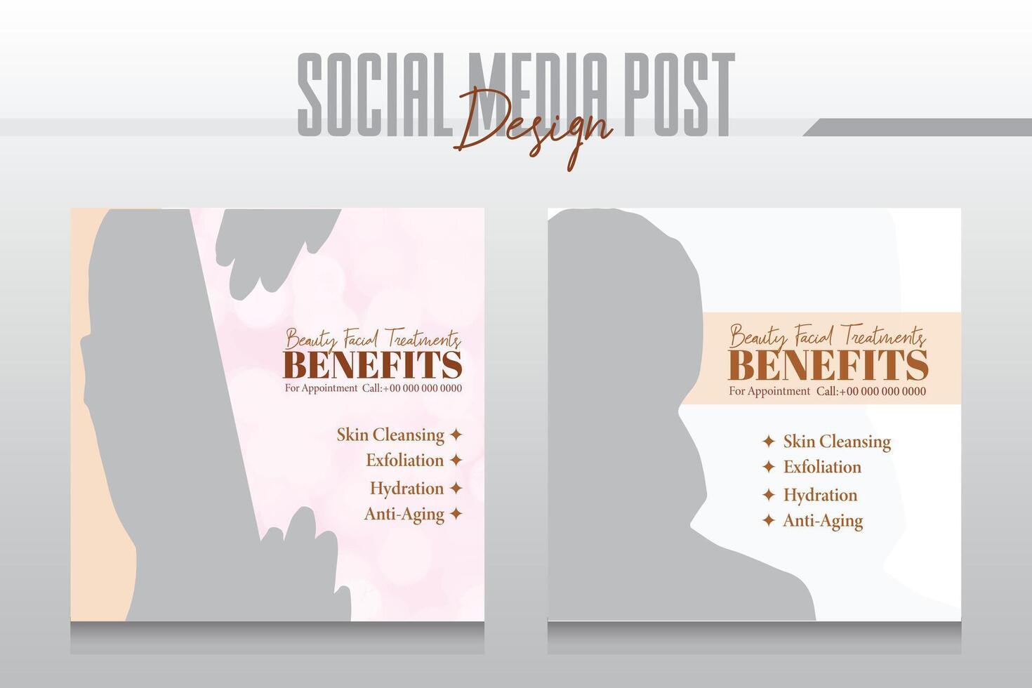 Beauty treatment concept social media post template vector