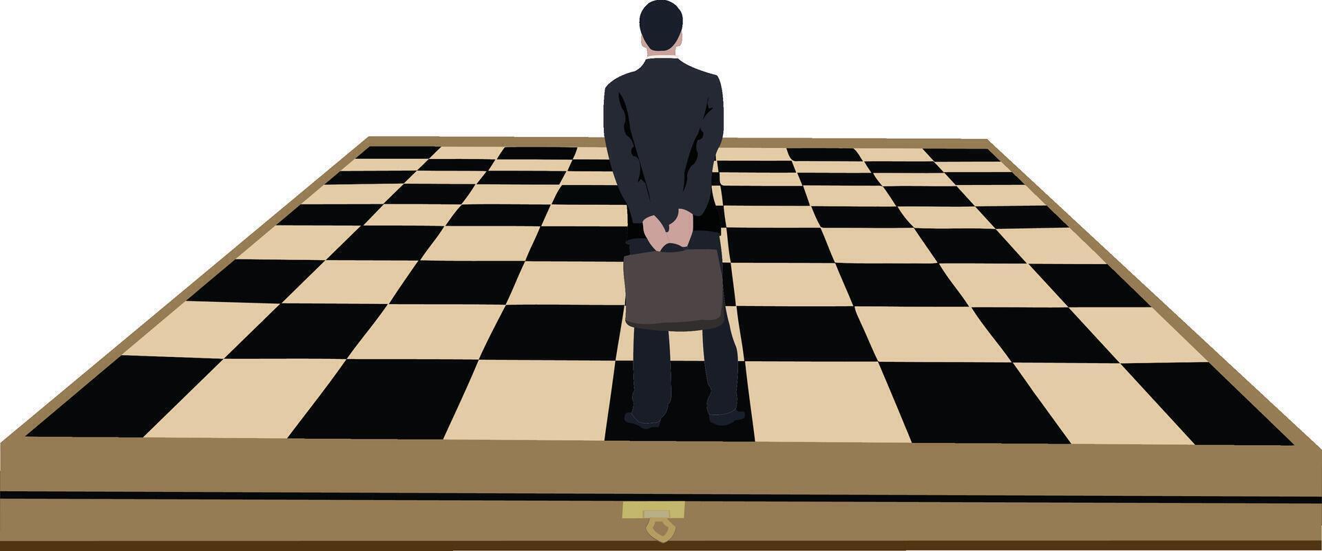 Business strategy concept with chessboard and businessman vector