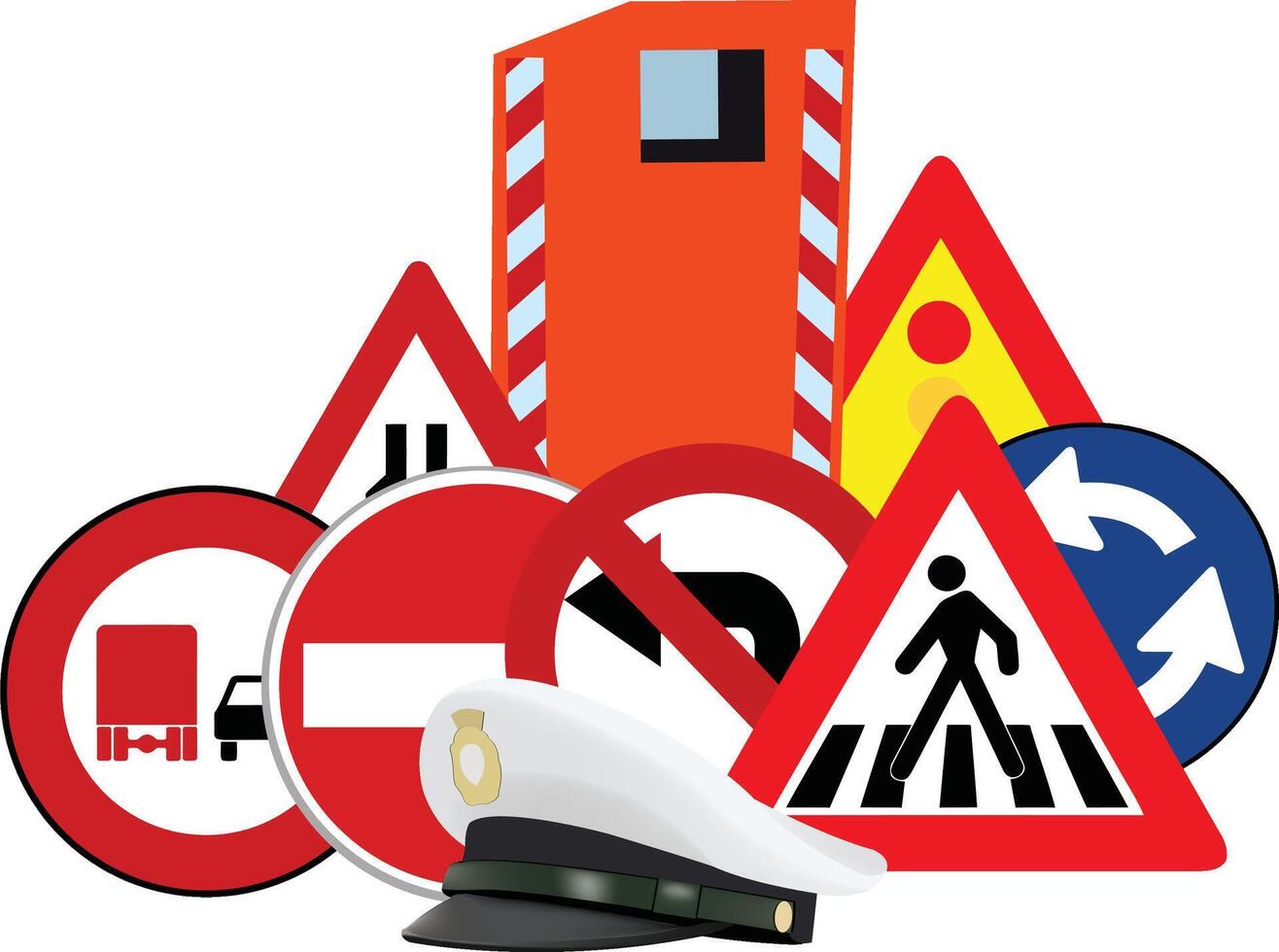 Construction safety symbols with protective gear vector