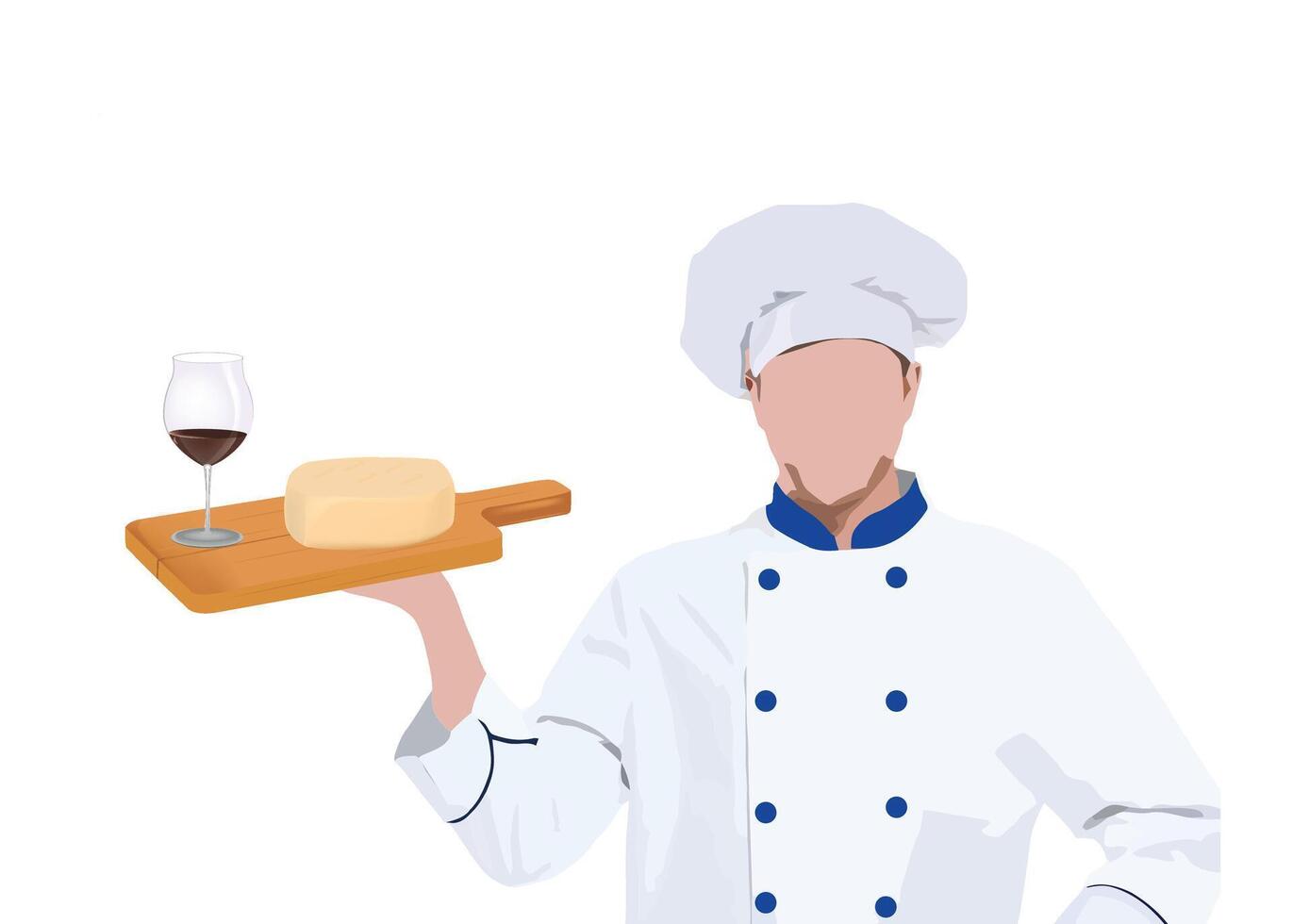 Professional chef presenting cheese and wine vector