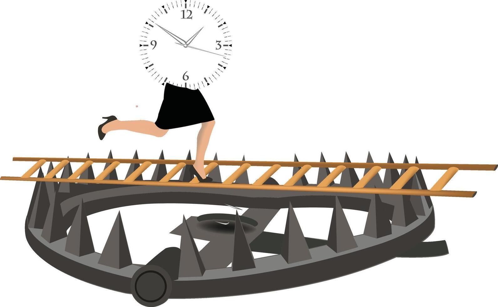 Businesswoman running out of time on a hurdle vector