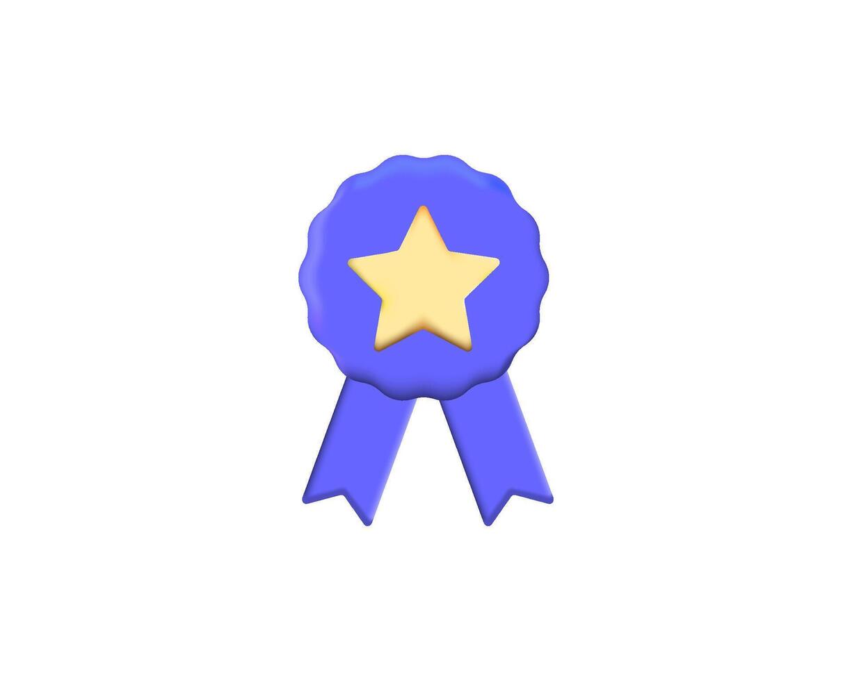Ribbon icon with star. 3d. Vector illustration.