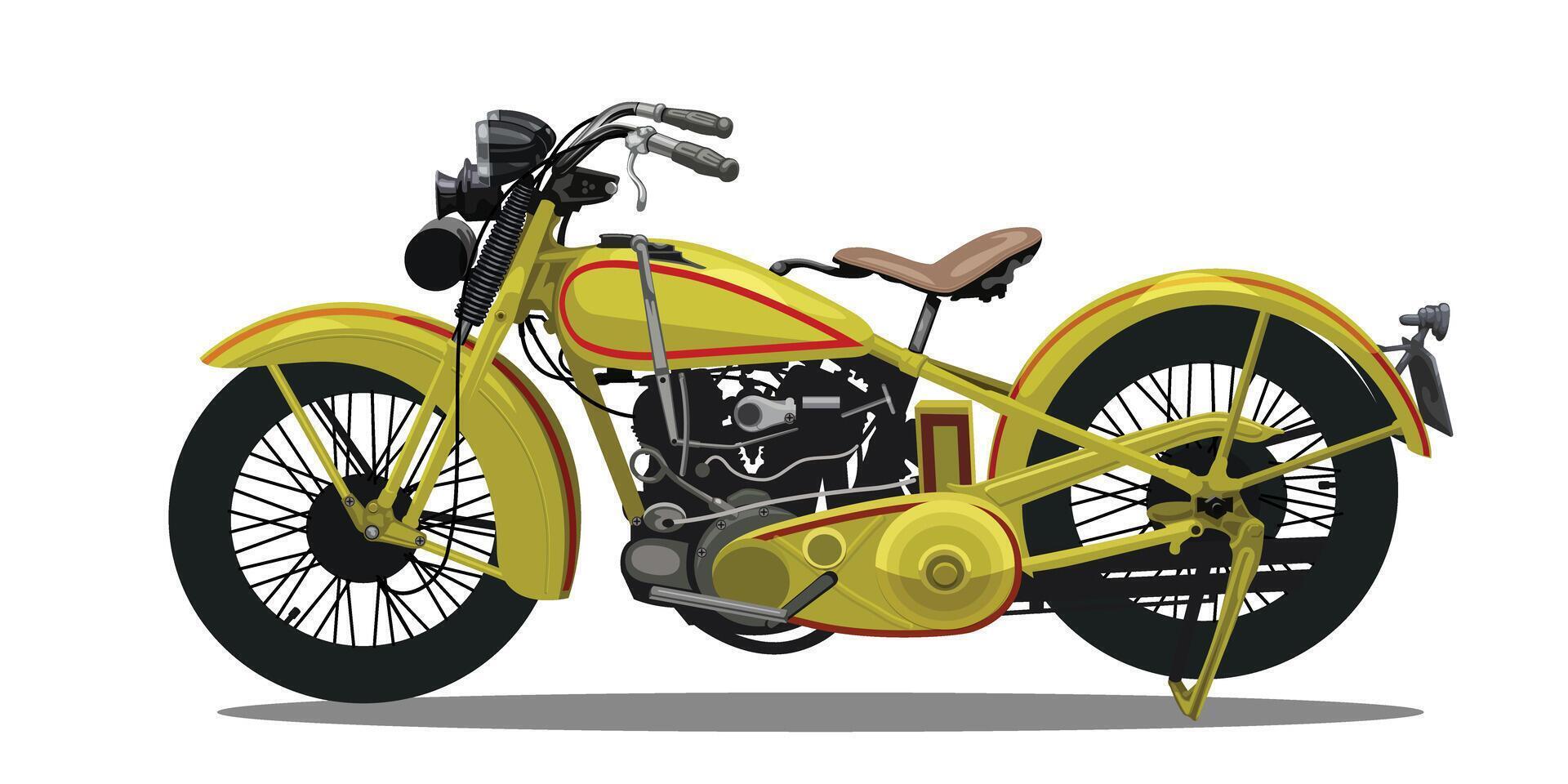 Old motorbike yellow color vector isolated on white background for background design.