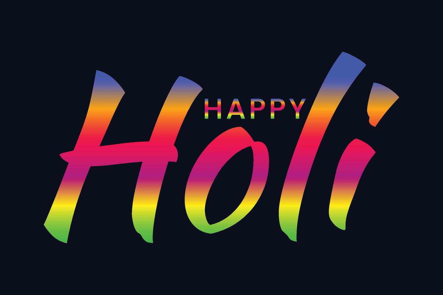 Happy Holi text vector art design, Happy Holi cursive handwritten script simple text letters, Holi festival vector