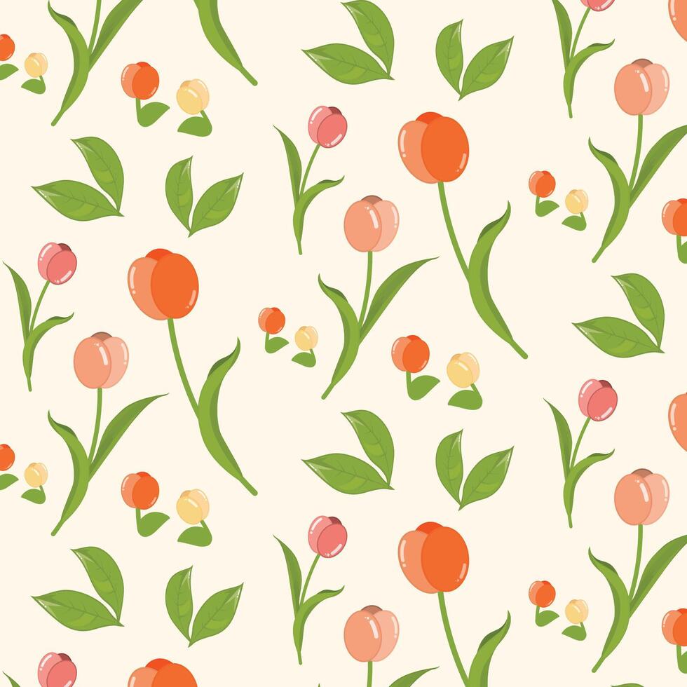 Seamless pattern of tulip background vector design