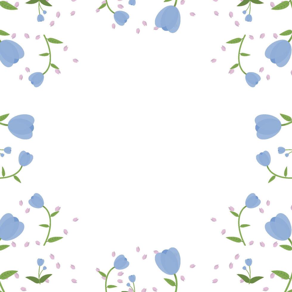 Blue tulips background template vector