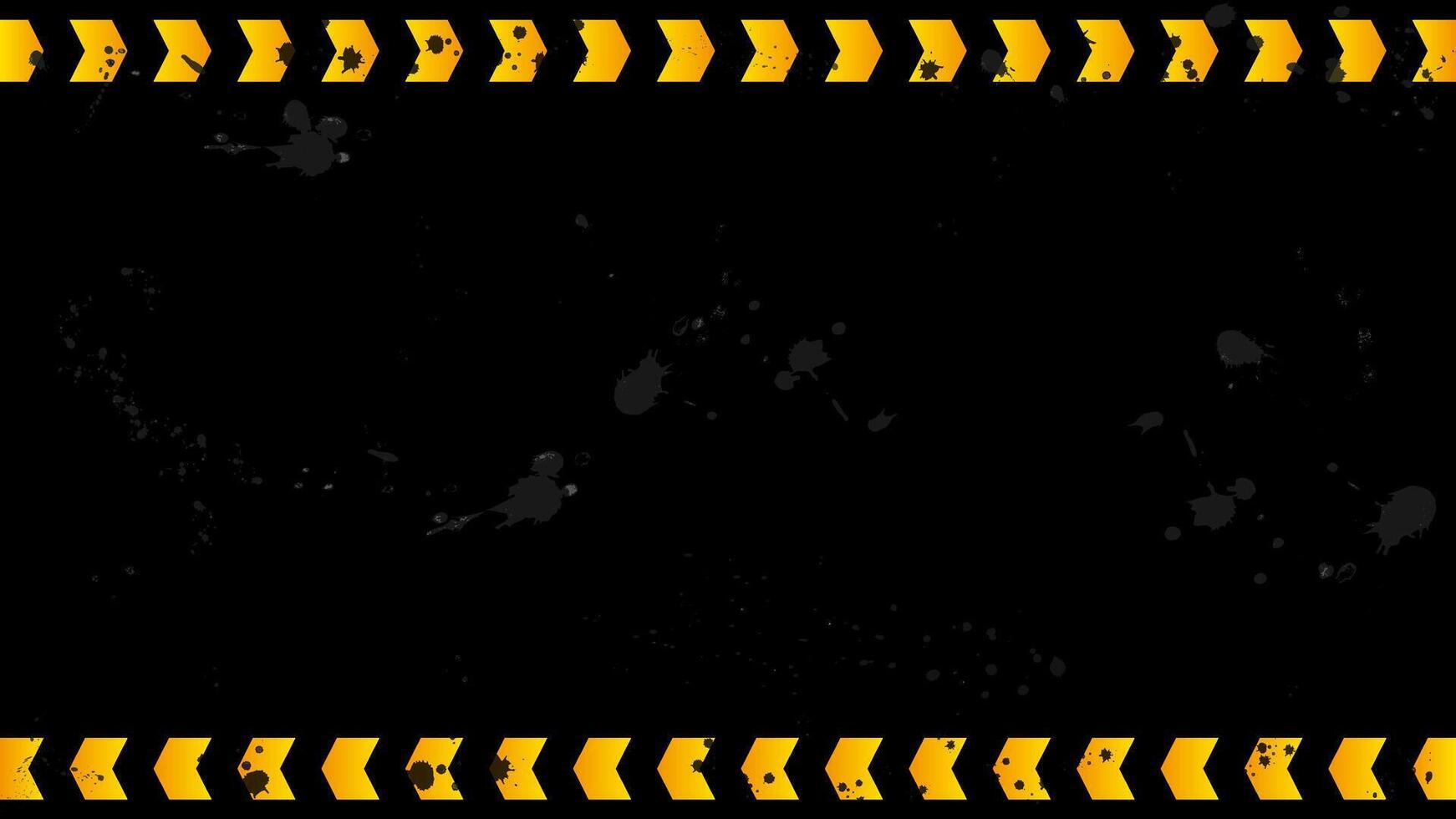 Black grunge urban background with orange arrows imitating a warning ribbon. vector