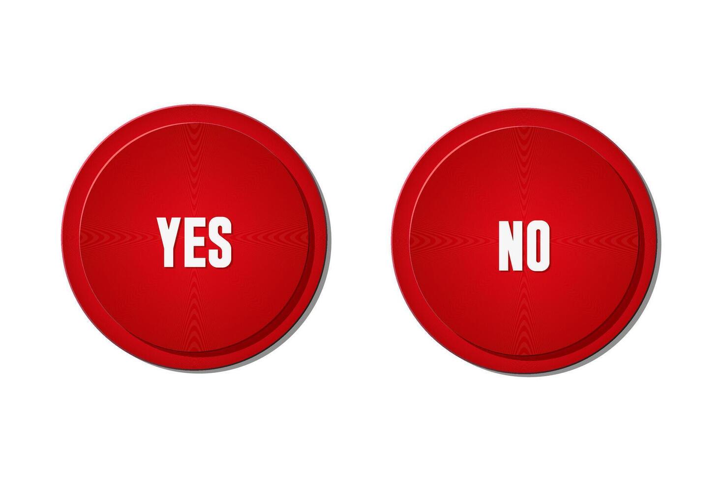 Two red vector buttons with the words yes and no are isolated on a white background.