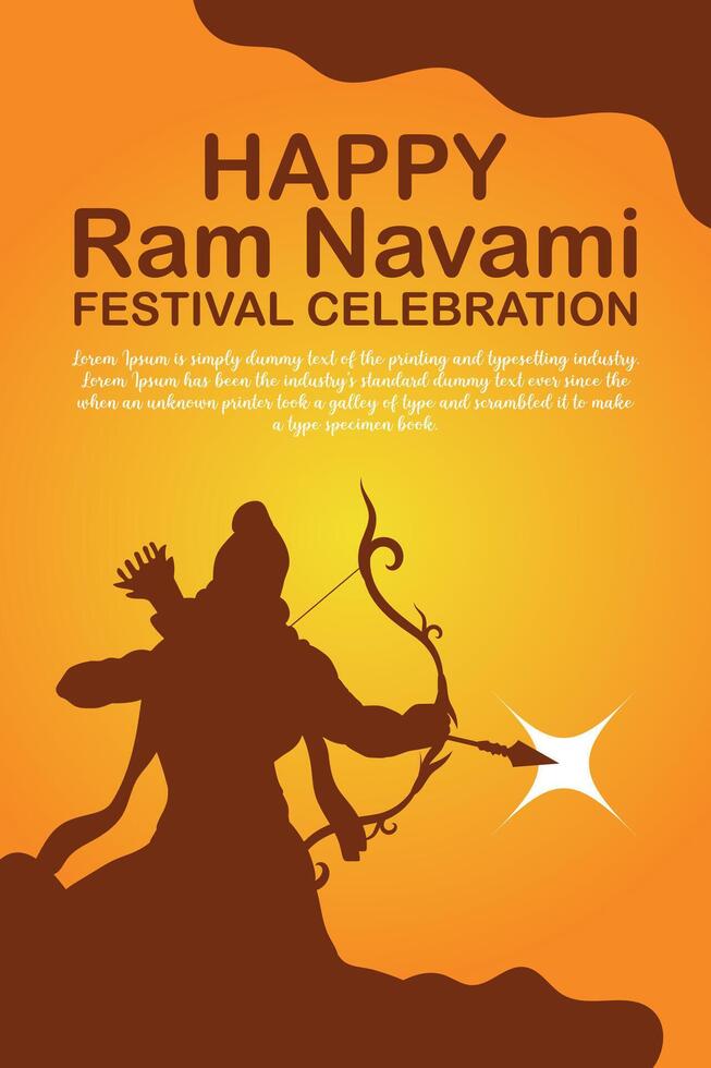 Happy Ram Navami cultural Banner Hindu festival vertical post wishes celebration card Ram Navami celebration background vector