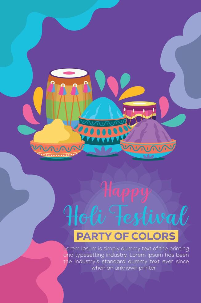 Happy Holi colorful banner template indian hinduism festival celebration, social media poster design and horizontal banner template for holi festival celebration vector