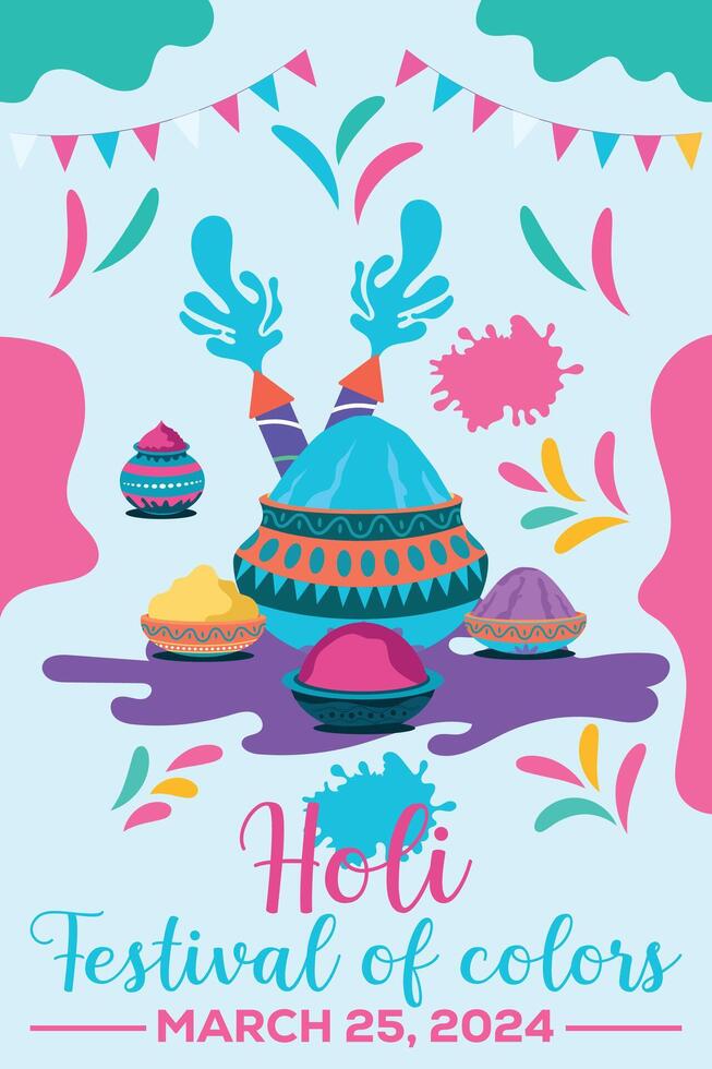 Happy Holi colorful banner template indian hinduism festival celebration, social media poster design and horizontal banner template for holi festival celebration vector