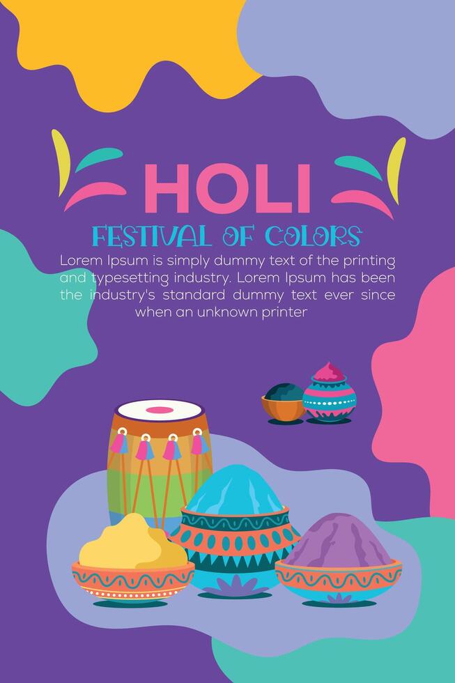 Happy Holi colorful banner template indian hinduism festival celebration, social media poster design and horizontal banner template for holi festival celebration vector