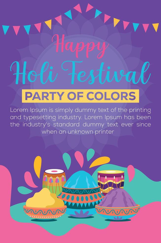 Happy Holi colorful banner template indian hinduism festival celebration, social media poster design and horizontal banner template for holi festival celebration vector