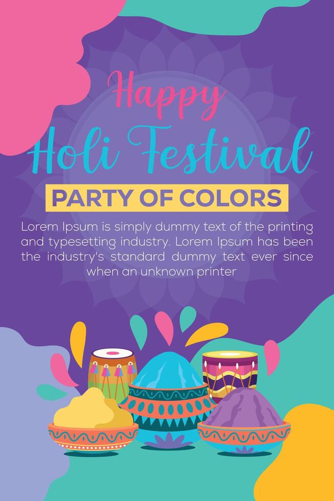 Happy Holi colorful banner template indian hinduism festival celebration, social media poster design and horizontal banner template for holi festival celebration vector