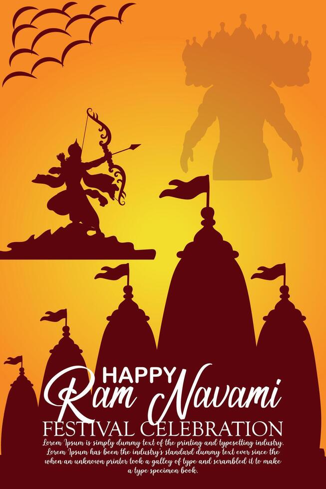 Happy Ram Navami cultural Banner Hindu festival vertical post wishes celebration card Ram Navami celebration background vector