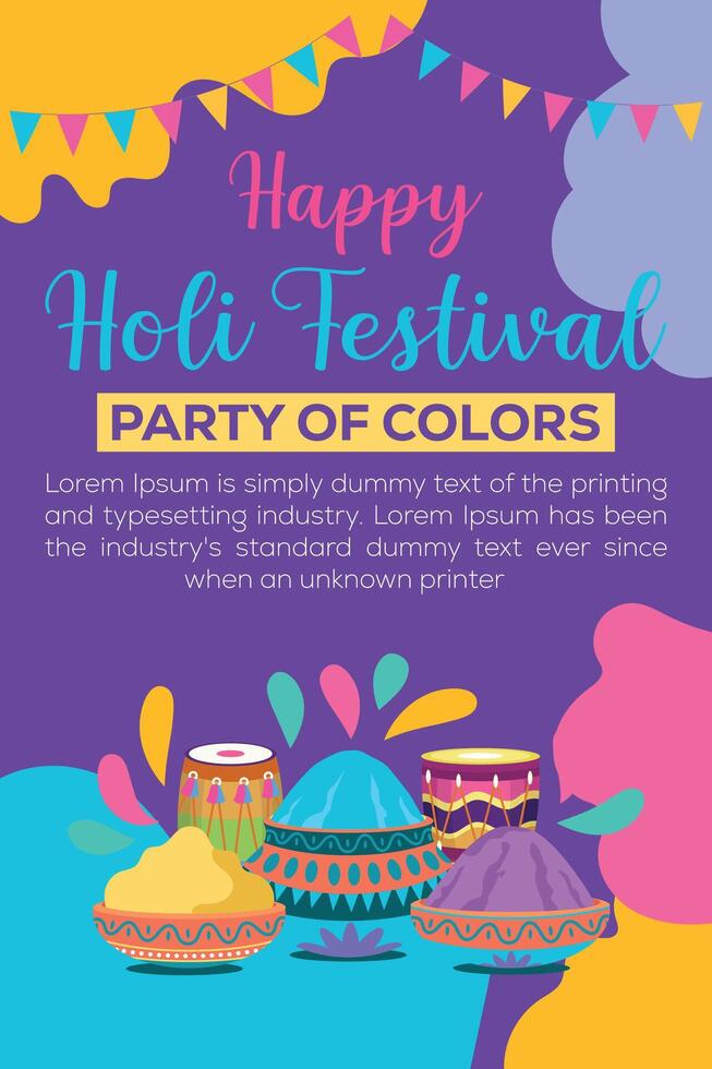 Happy Holi colorful banner template indian hinduism festival celebration, social media poster design and horizontal banner template for holi festival celebration vector