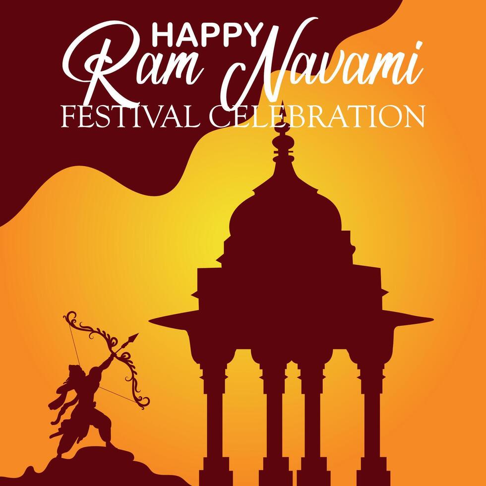 Happy Ram Navami cultural Banner Hindu festival vertical post wishes celebration card Ram Navami celebration background vector