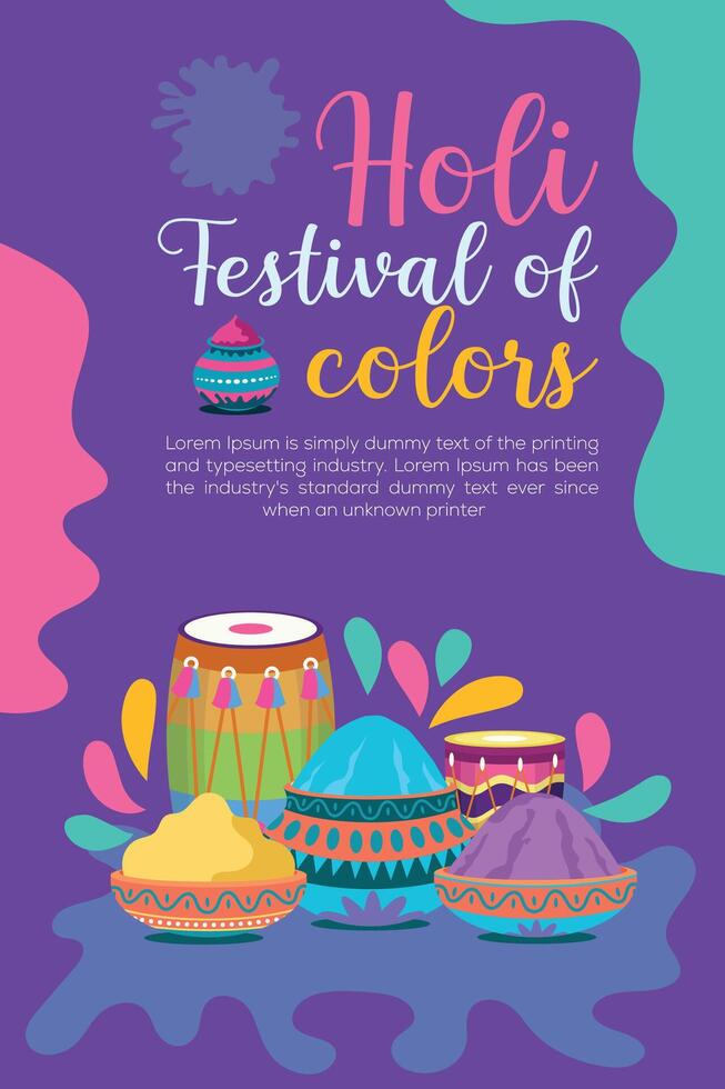Happy Holi colorful banner template indian hinduism festival celebration, social media poster design and horizontal banner template for holi festival celebration vector