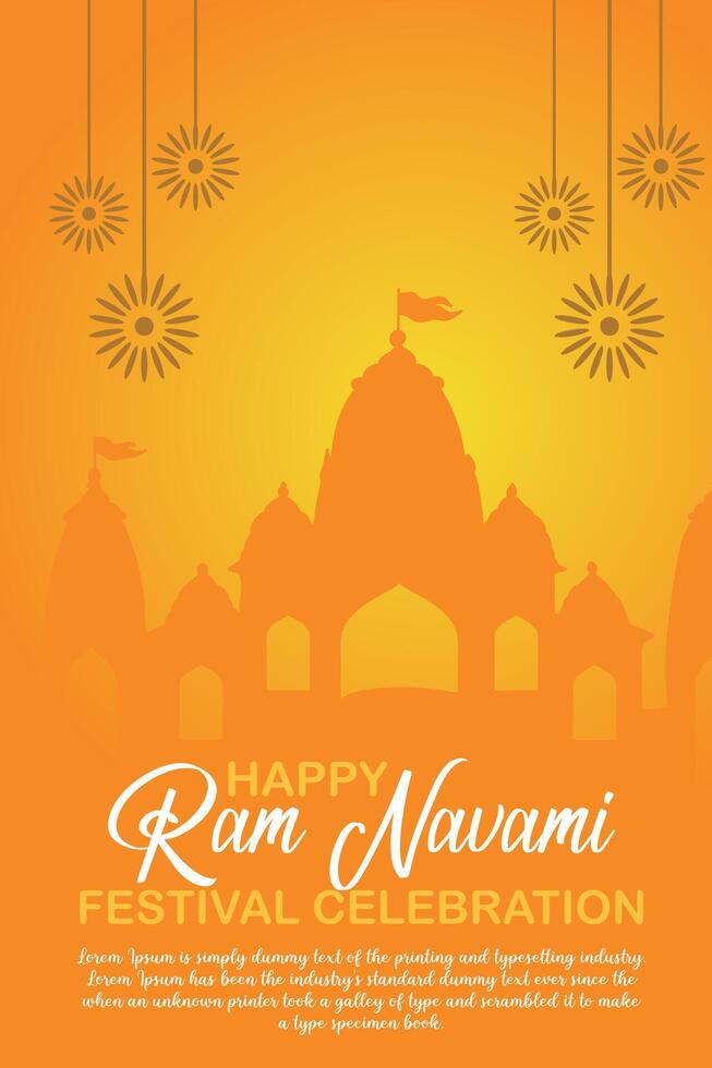 Happy Ram Navami cultural Banner Hindu festival vertical post wishes celebration card Ram Navami celebration background vector