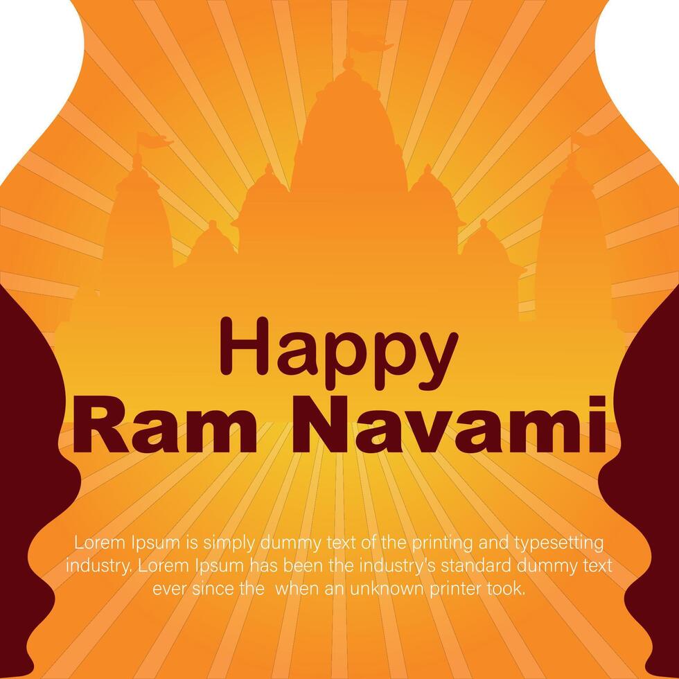 Happy Ram Navami cultural Banner Hindu festival vertical post wishes celebration card Ram Navami celebration background Ram Navami Greetings Yellow Beige Background Indian Hinduism Festival vector