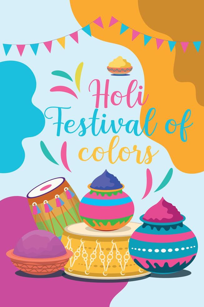 Happy Holi colorful banner template indian hinduism festival celebration, social media poster design and horizontal banner template for holi festival celebration vector