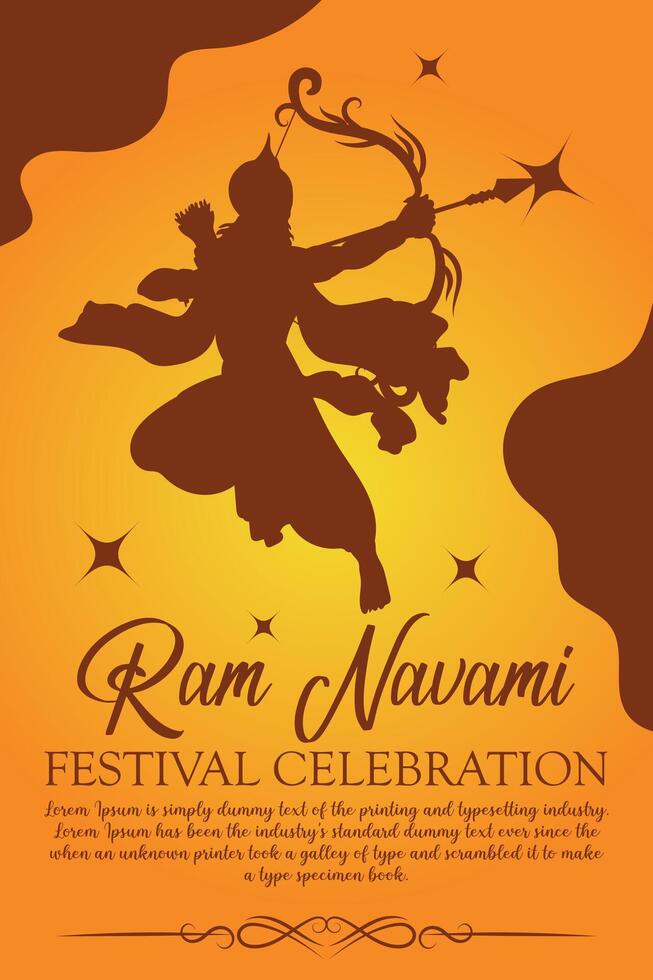 Happy Ram Navami cultural Banner Hindu festival vertical post wishes celebration card Ram Navami celebration background vector