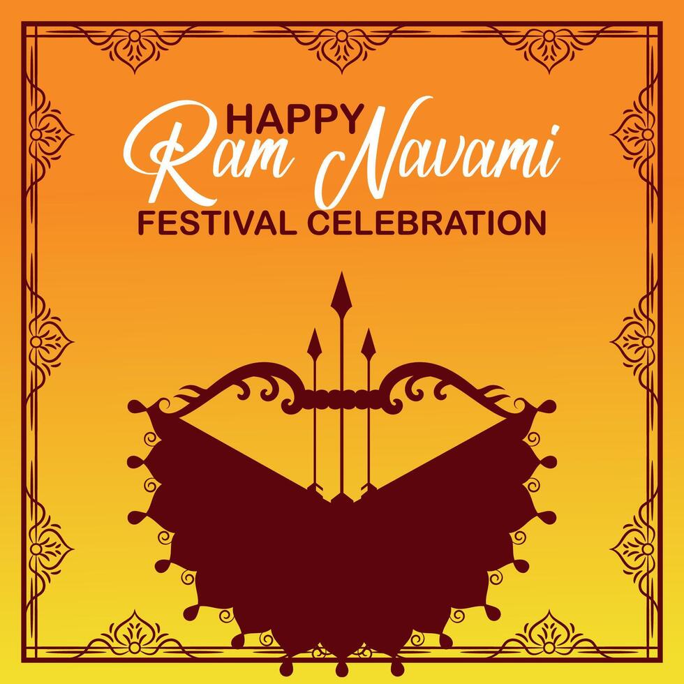 Happy Ram Navami cultural Banner Hindu festival vertical post wishes celebration card Ram Navami celebration background vector