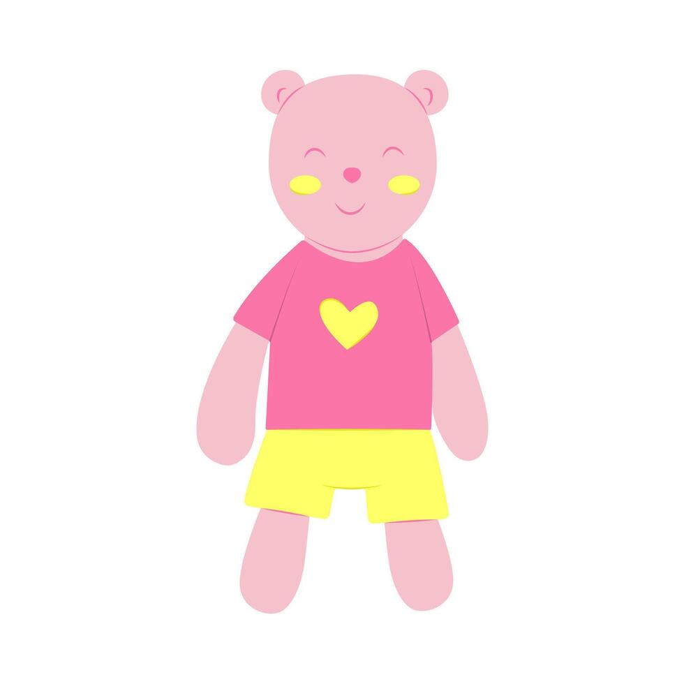 aislado elemento rosado osito de peluche oso. vector ilustración