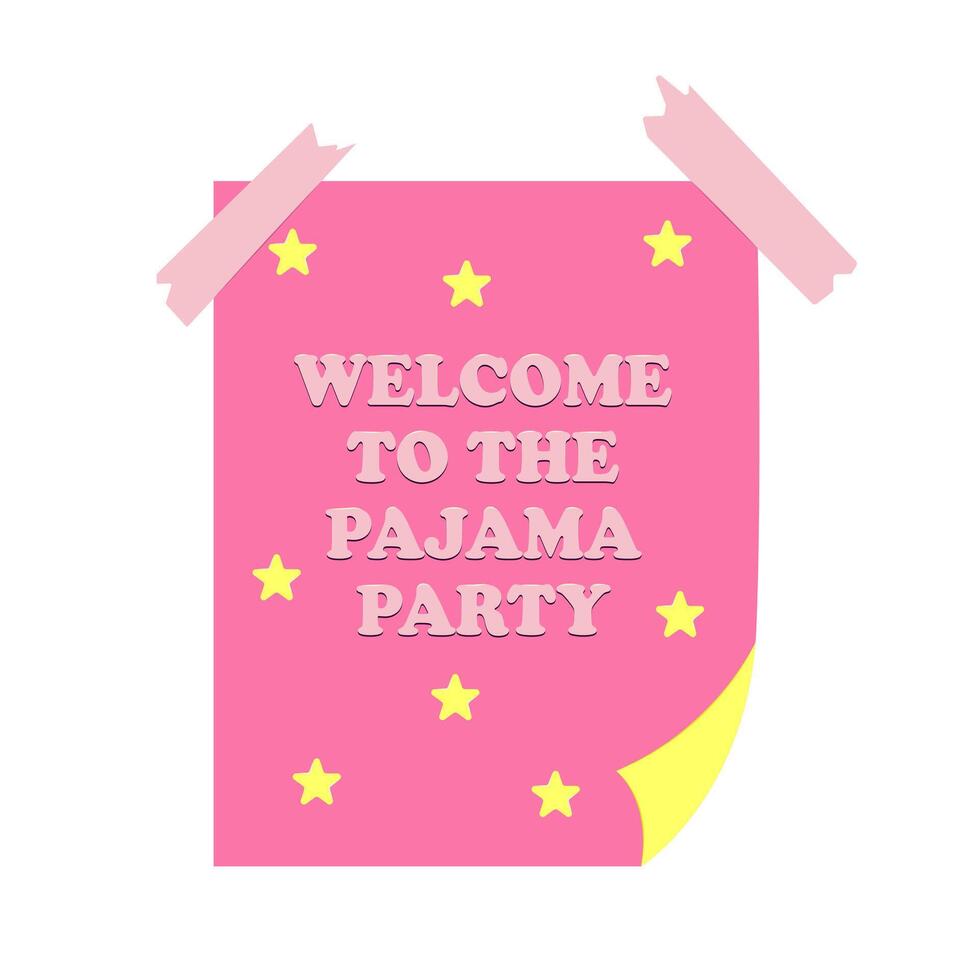 Pajama party poster. A themed bachelorette party, sleepover or birthday party. Vector illustration