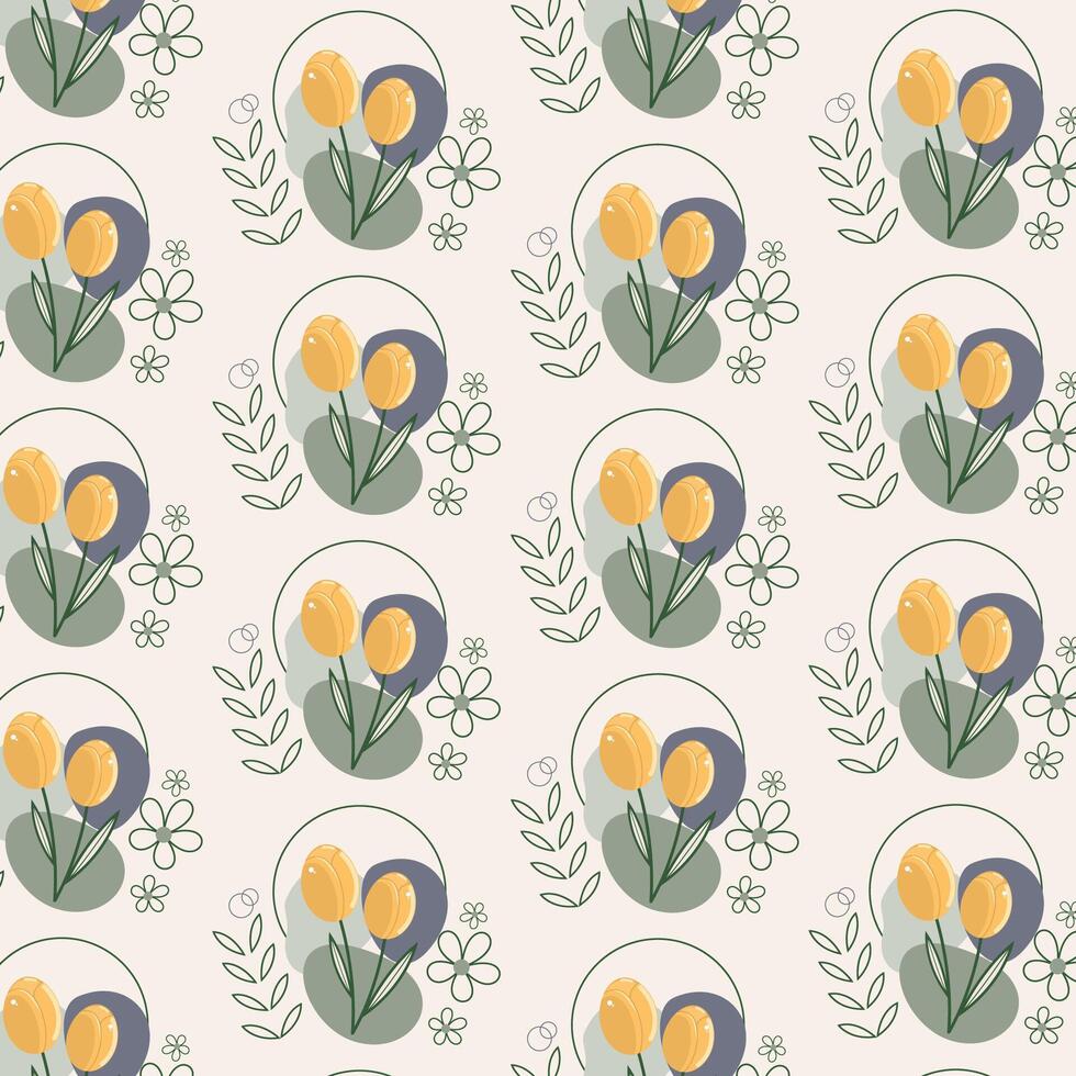 Seamless pattern of yellow tulip vector background design
